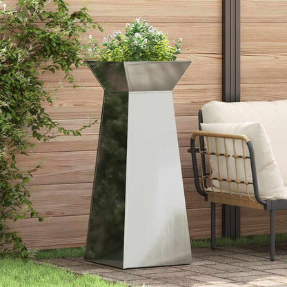 Gartenpfeiler-Planter mit Schale 40x40x100 cm aus verzinktem Stahl