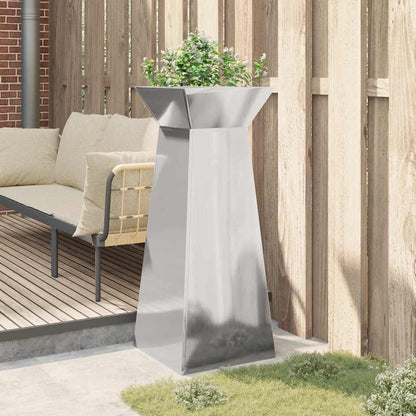 Gartenpfeiler-Planter mit Schale 40x40x100 cm aus verzinktem Stahl