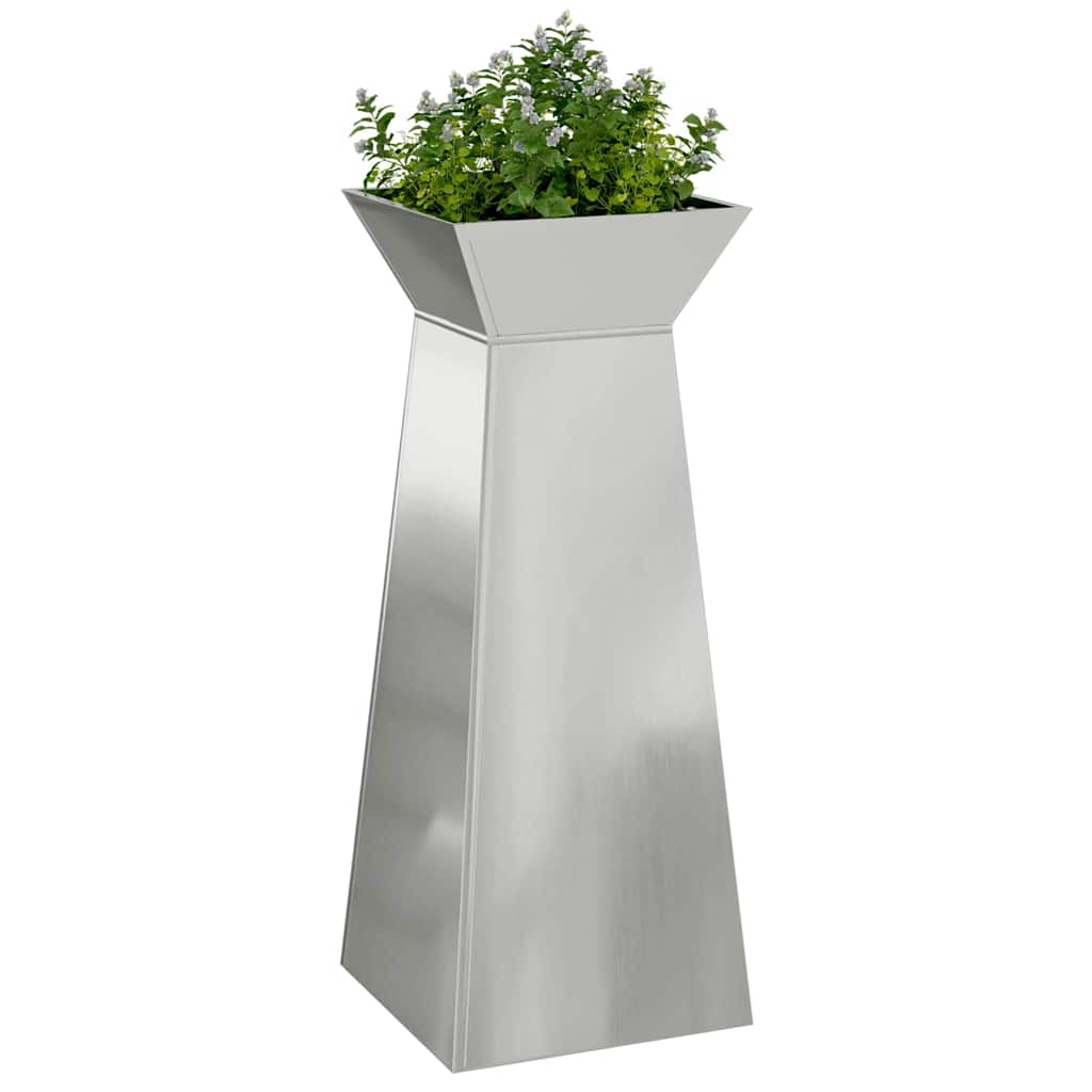 Gartenpfeiler-Planter mit Schale 40x40x100 cm aus verzinktem Stahl