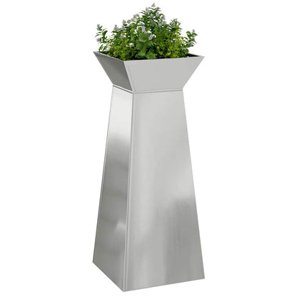 Gartenpfeiler-Planter mit Schale 40x40x100 cm aus verzinktem Stahl