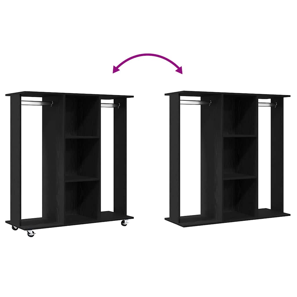 Kleiderschrank mit Regal Schwarz Eichen-Optik 102 x 38 x 110 cm