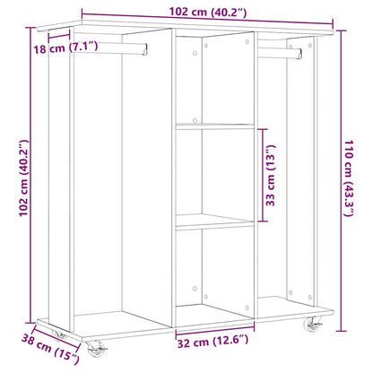 Kleiderschrank mit Regal Schwarz Eichen-Optik 102 x 38 x 110 cm
