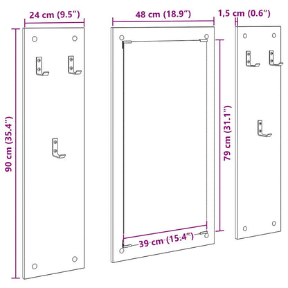 Wandmontierter Kleiderständer mit Spiegel Weiß 96 x 1.5 x 90 cm