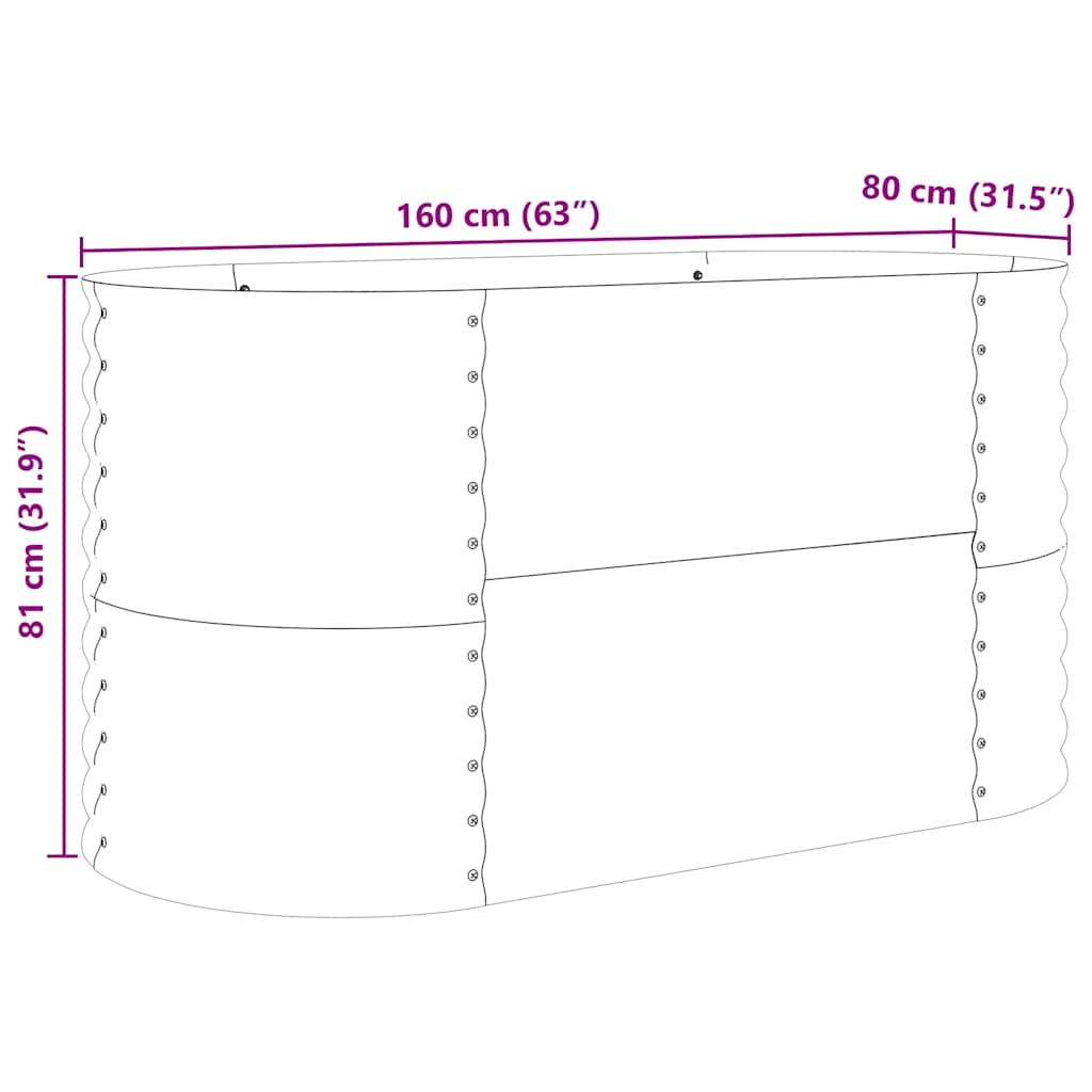 Garten-Hochbeet Braun 160 x 80 x 81 cm Stahl