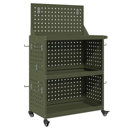 Werkzeugwagen Olivgrün 65 x 35 x 111 cm Kaltgewalzter Stahl