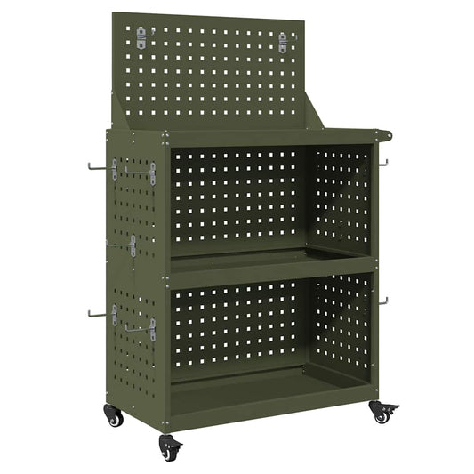 Werkzeugwagen Olivgrün 65 x 35 x 111 cm Kaltgewalzter Stahl