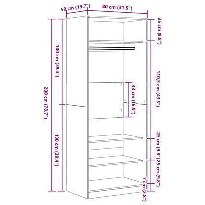 Kleiderschrank Schwarz Eichen-Optik 80 x 50 x 200 cm