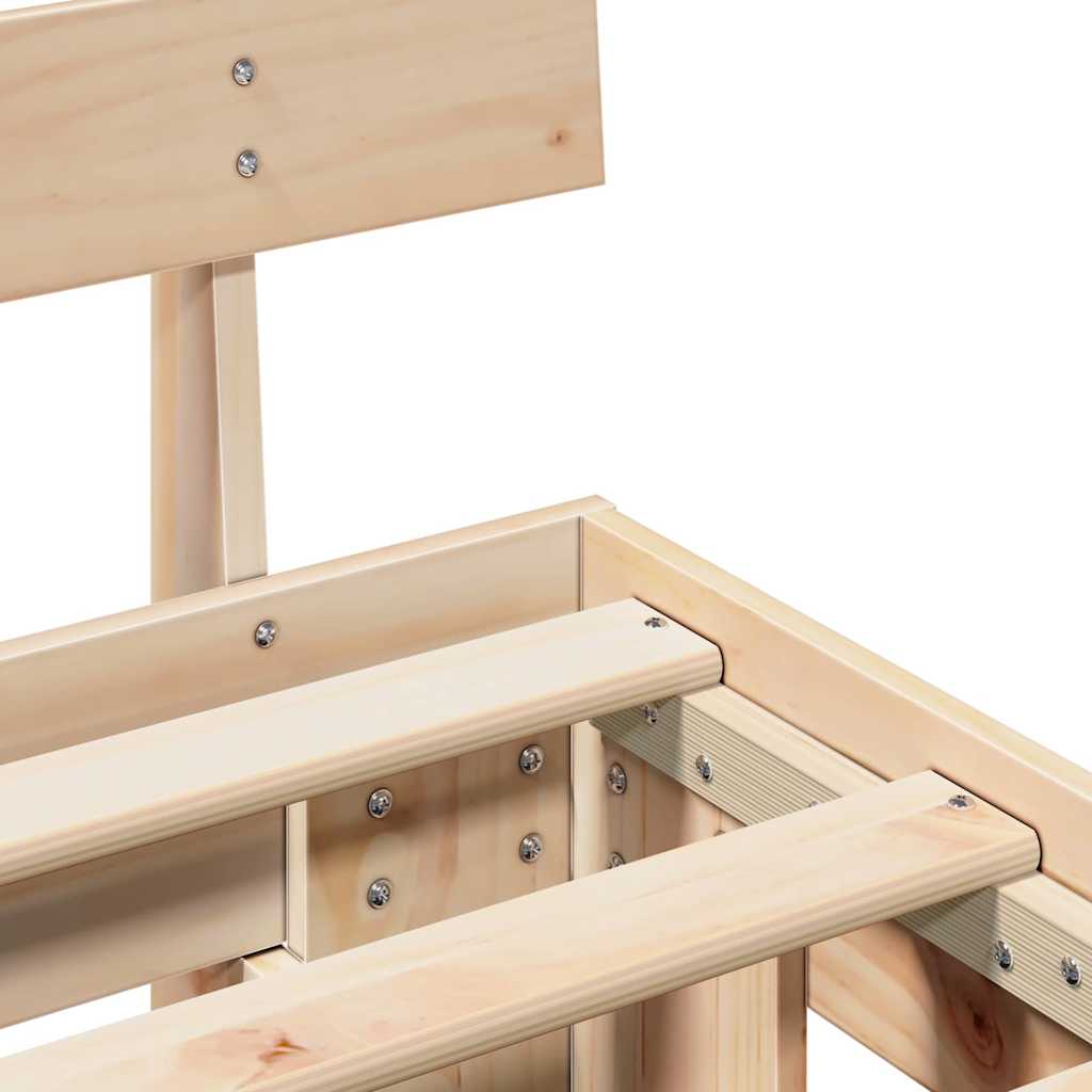 Bettrahmen mit Kopfteil Natur 80 x 200 cm Massives Kiefernholz