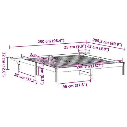 Bettrahmen Weiß 200 x 200 cm Massives Kiefernholz