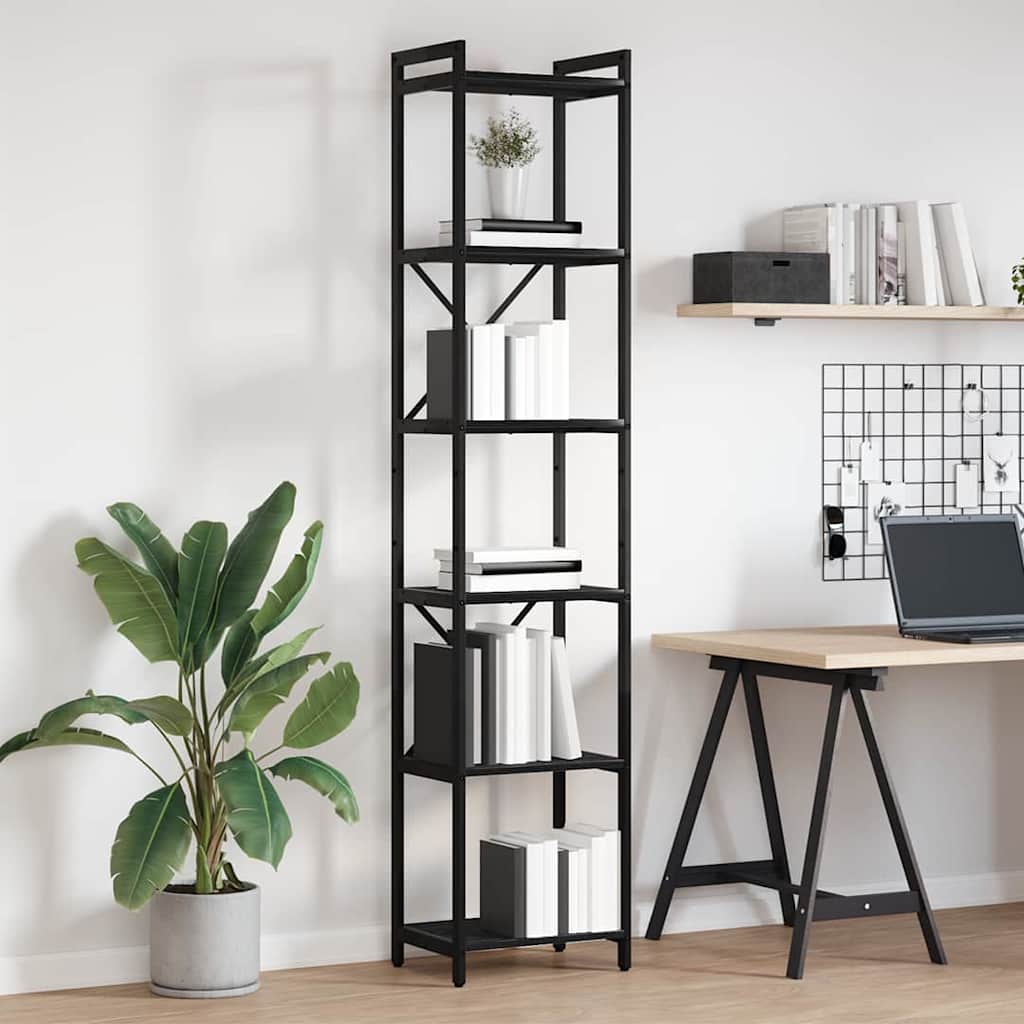 Bücherregal Schwarz Eichen-Optik 40 x 30 x 188 cm Holzwerkstoff