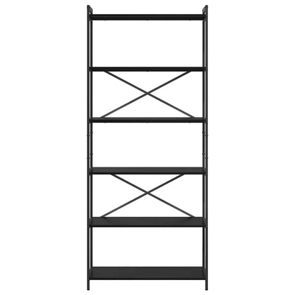 Bücherregal Schwarz Eichen-Optik 80 x 30 x 188 cm Holzwerkstoff