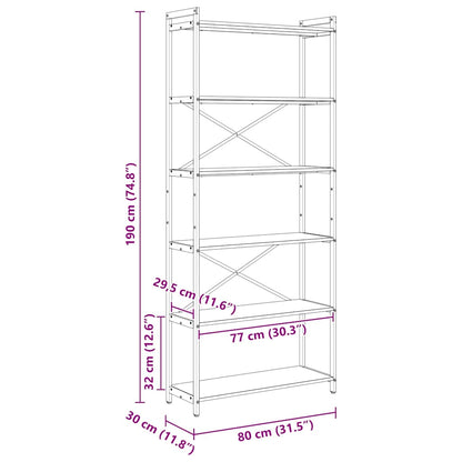 Bücherregal Räuchereiche 80 x 30 x 188 cm Holzwerkstoff