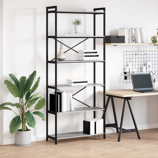 Bücherregal Grau Sonoma 80 x 30 x 188 cm Holzwerkstoff