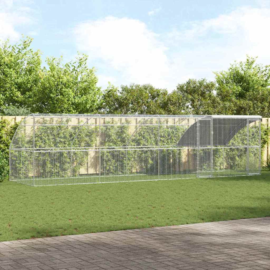 Hühnerkäfig Silber 800 x 200 x 198.5 cm Verzinkter Stahl