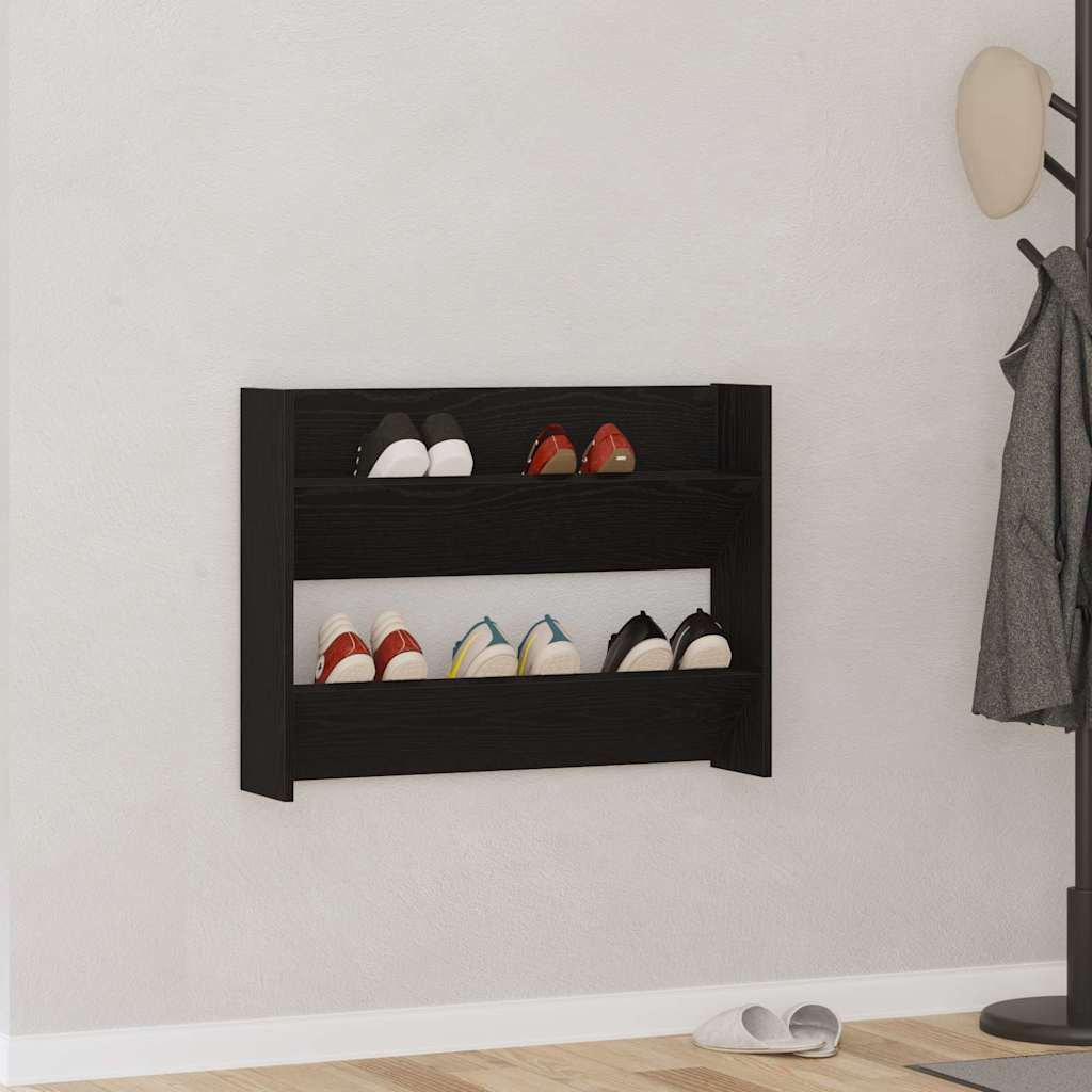 Wandschuhschrank mit Regal Schwarz Eichen-Optik Holzwerkstoff