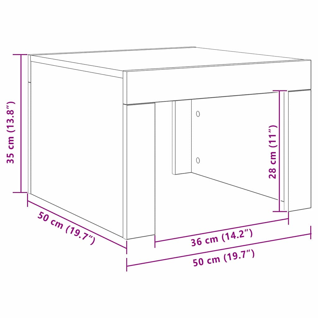 Couchtisch Schwarz Eichen-Optik 50 x 50 x 35 cm Holzwerkstoff
