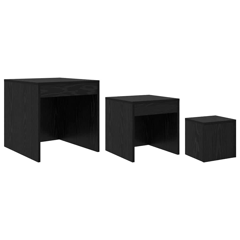 Couchtisch 3 pcs Schwarz Eichen-Optik Holzwerkstoff