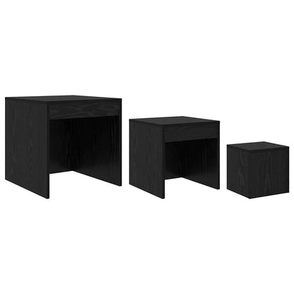 Couchtisch 3 pcs Schwarz Eichen-Optik Holzwerkstoff