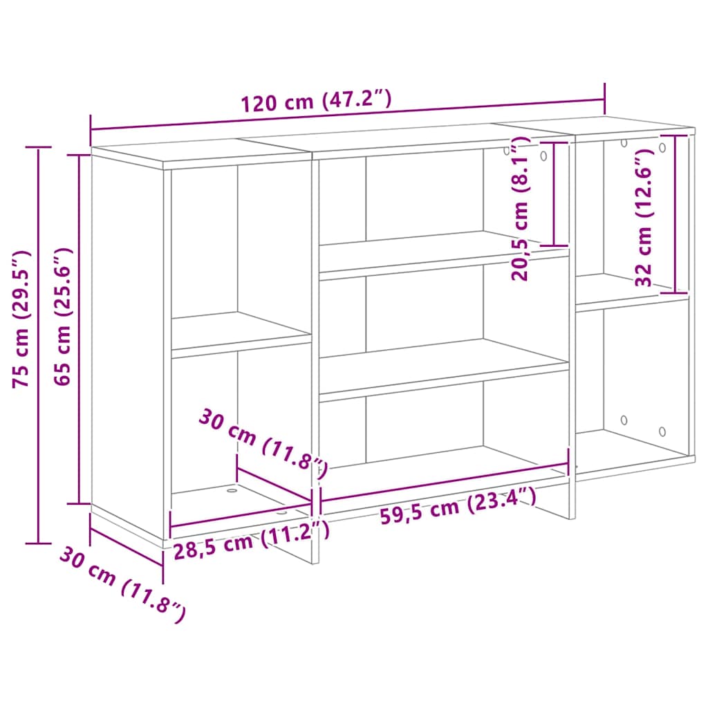 Sideboard Schwarz Eichen-Optik 120 x 30 x 75 cm Holzwerkstoff