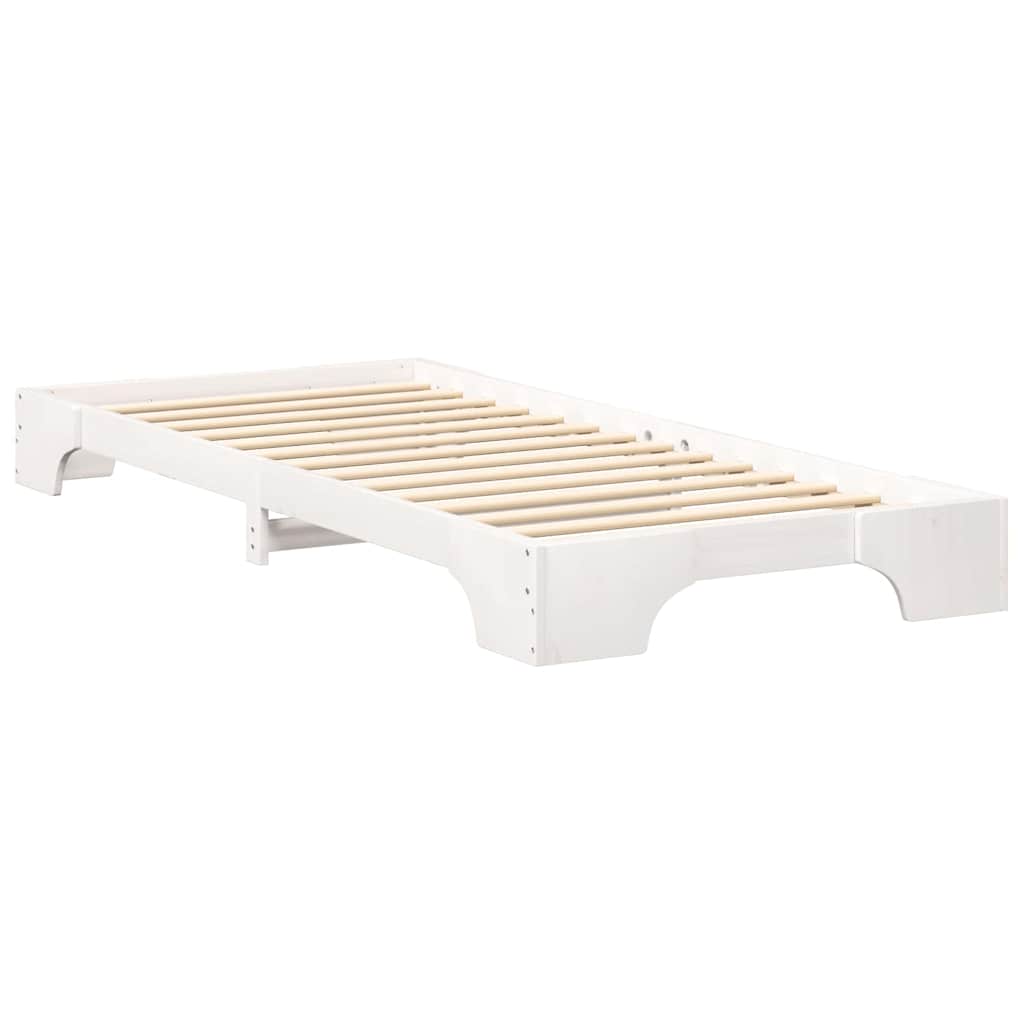Bodenbettgestell mit Speicher Weiß 80 x 210 cm Holz