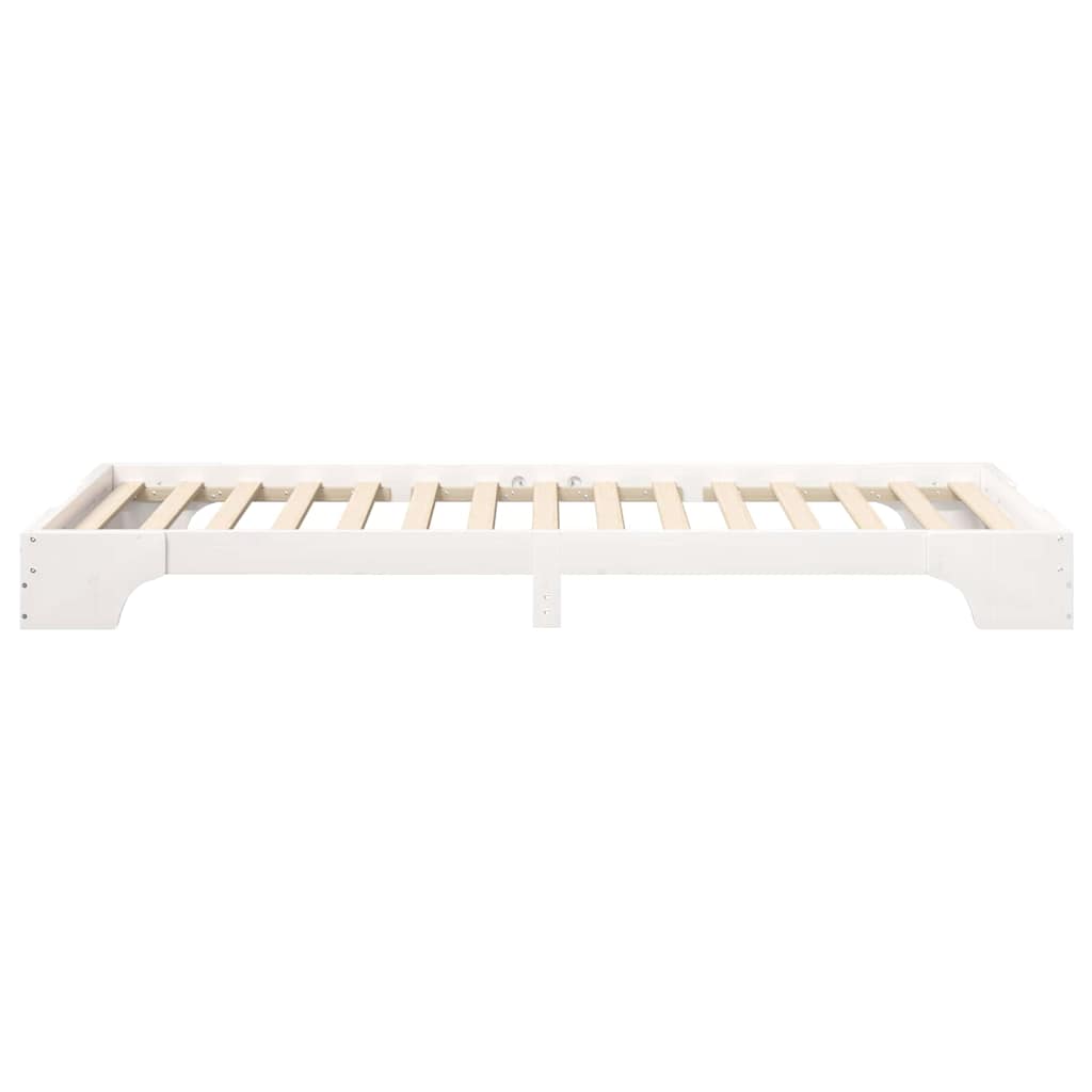 Bodenbettgestell mit Speicher Weiß 80 x 210 cm Holz