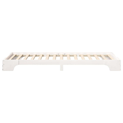 Bodenbettgestell mit Speicher Weiß 80 x 210 cm Holz