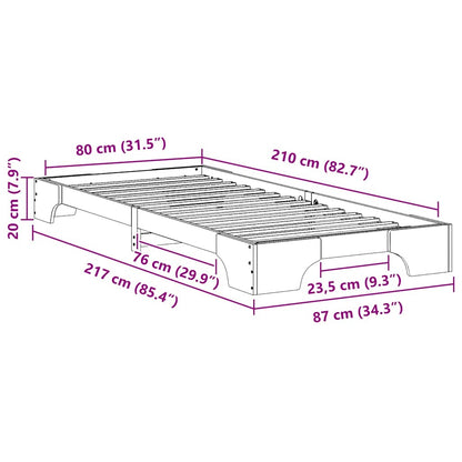 Bodenbettgestell mit Speicher Weiß 80 x 210 cm Holz