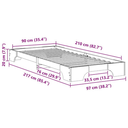 Bodenbettgestell Braun 90 x 210 cm Massivholz Kiefer