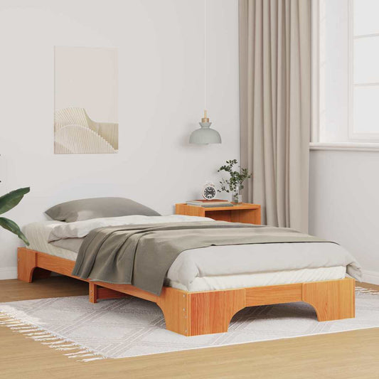 Bodenbettgestell mit Speicher Braun 90 x 210 cm Holz