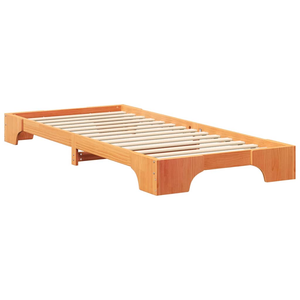 Bodenbettgestell mit Speicher Braun 90 x 210 cm Holz