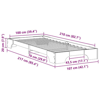 Bodenbettgestell Braun 100 x 210 cm Massivholz Kiefer