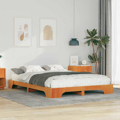 Bodenbettgestell mit Speicher Braun 140 x 210 cm Holz
