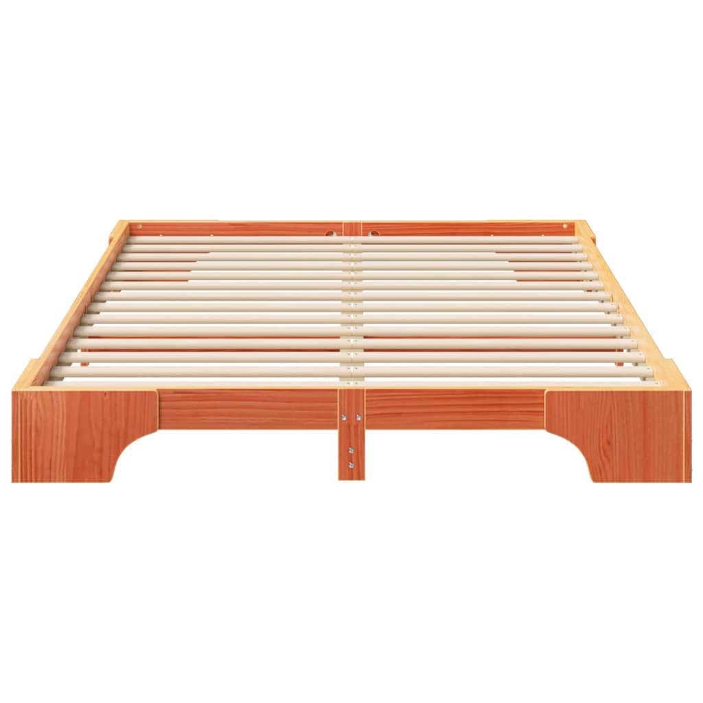 Bodenbettgestell mit Speicher Braun 140 x 210 cm Holz