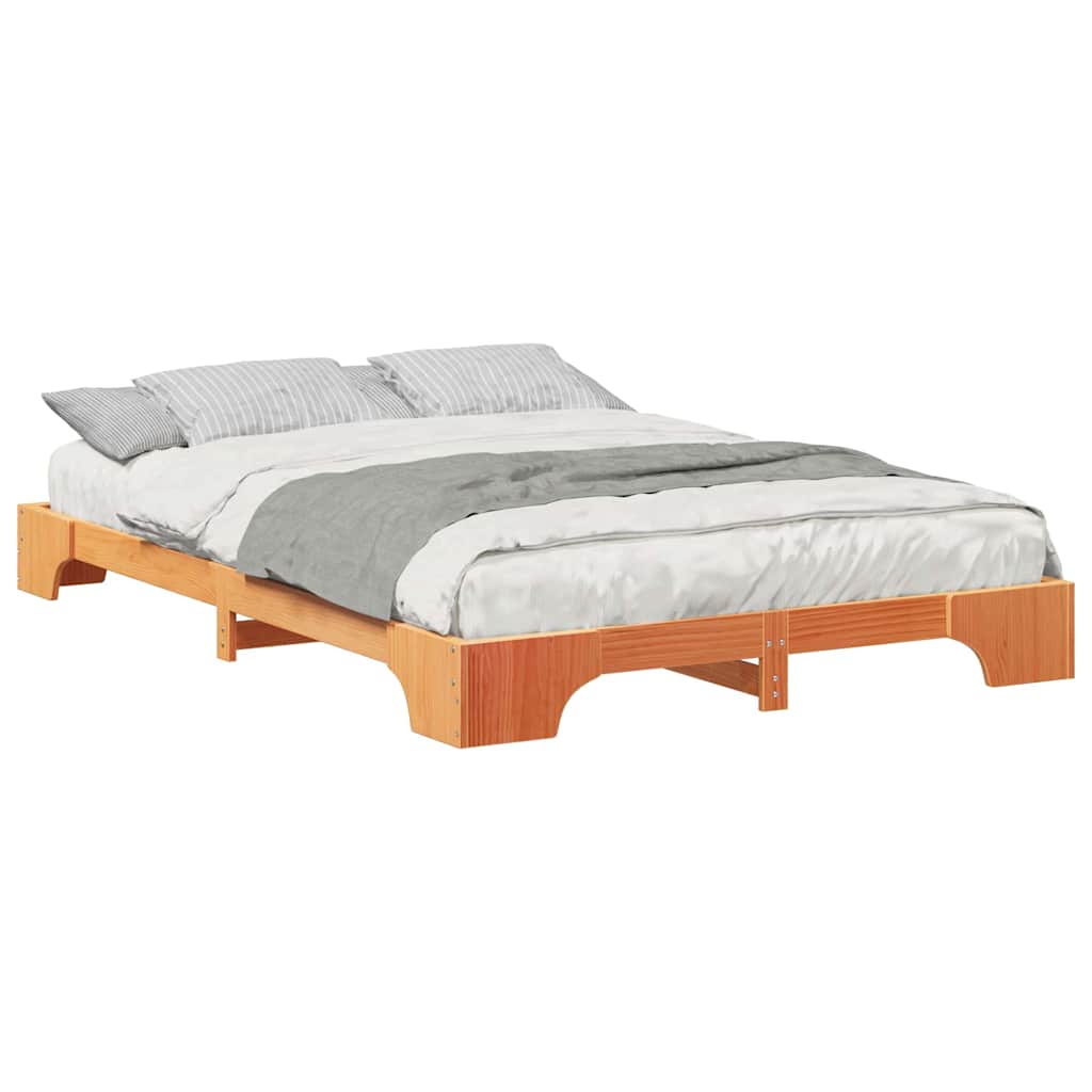 Bodenbettgestell mit Speicher Braun 140 x 210 cm Holz