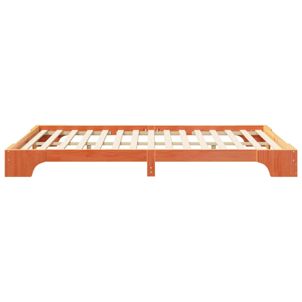 Bodenbettgestell mit Speicher Braun 140 x 210 cm Holz