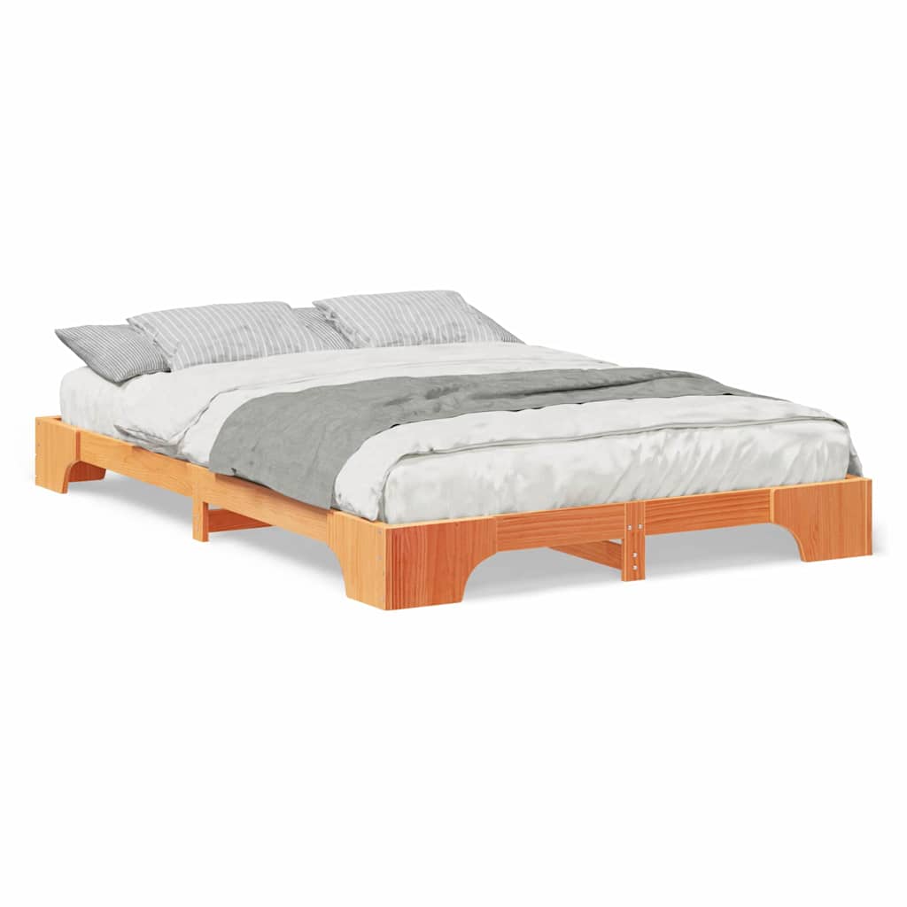 Bodenbettgestell mit Speicher Braun 140 x 210 cm Holz