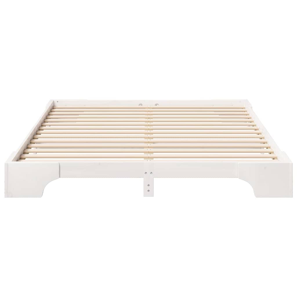 Bodenbettgestell mit Speicher Weiß 160 x 210 cm Holz
