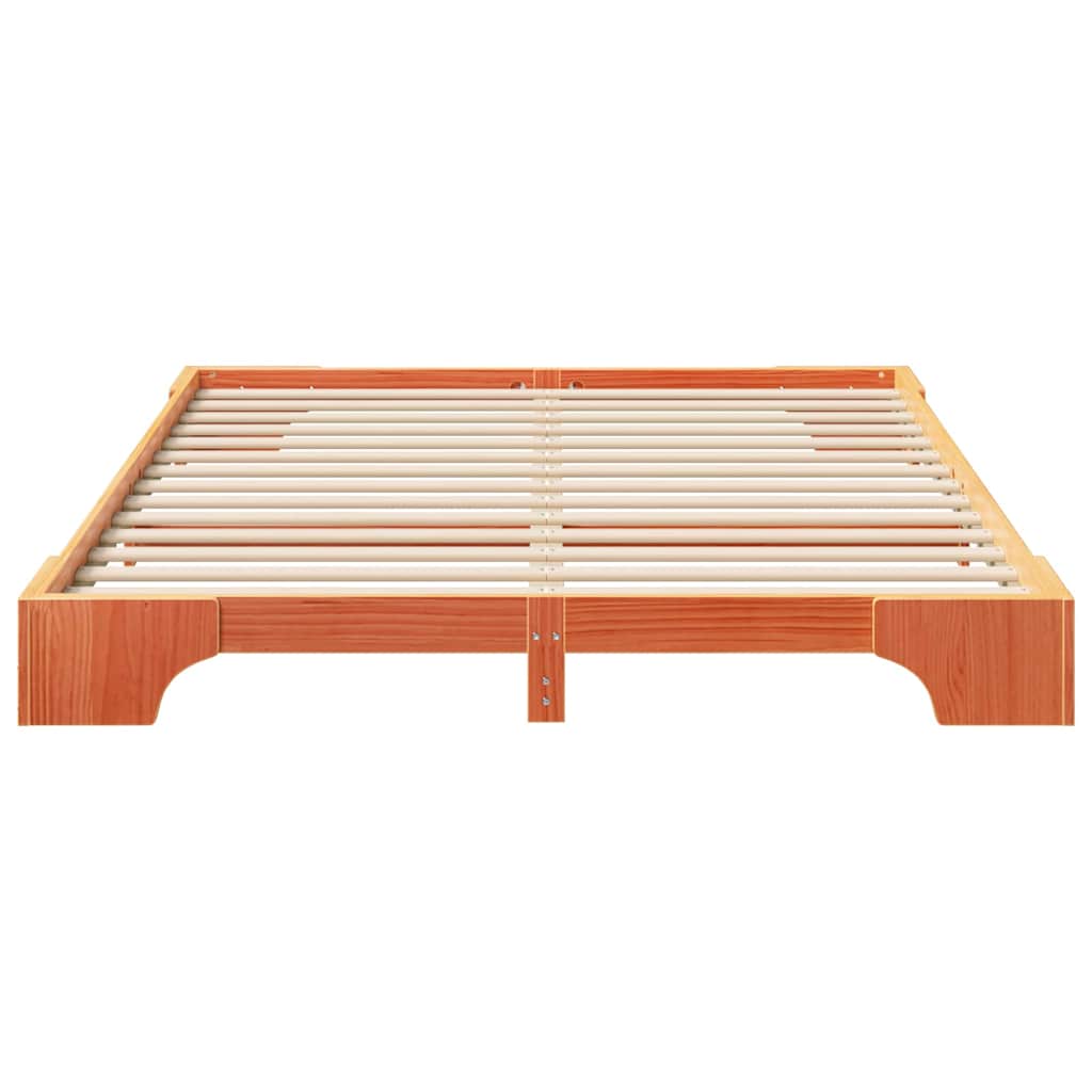 Bodenbettgestell mit Speicher Braun 160 x 210 cm Massivholz