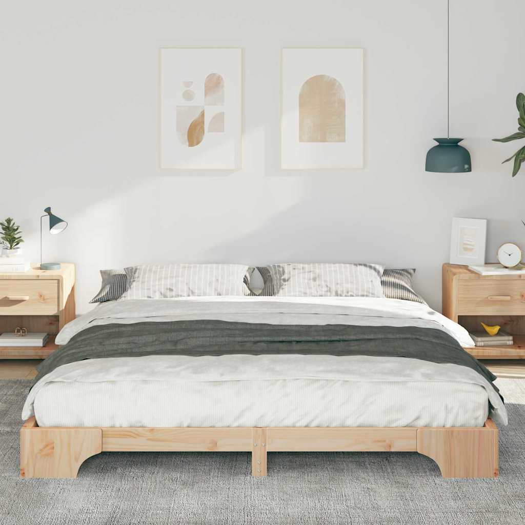 Bodenbettgestell Braun 180 x 210 cm Massivholz Kiefer