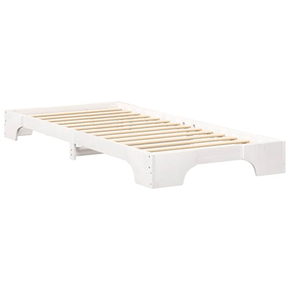 Bodenbettgestell mit Speicher Weiß 80 x 220 cm Holz