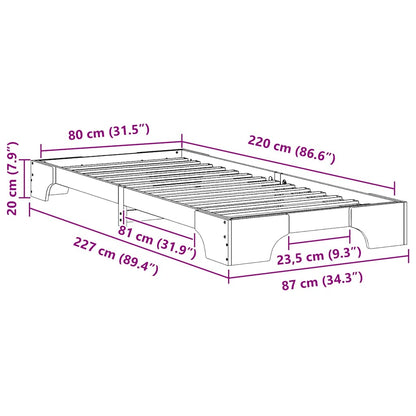 Bodenbettgestell mit Speicher Weiß 80 x 220 cm Holz