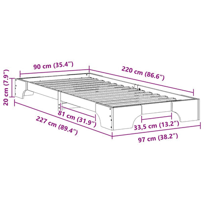 Bodenbettgestell Braun 90 x 220 cm Massivholz Kiefer