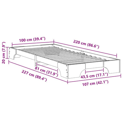 Bodenbettgestell mit Speicher Braun 100 x 220 cm Holz