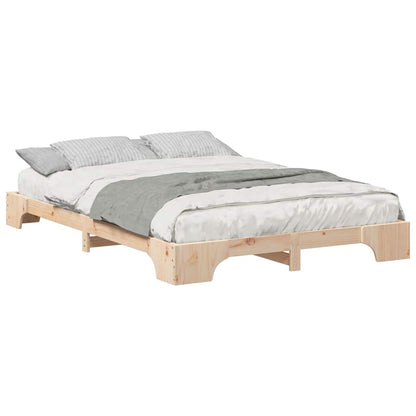 Bodenbettgestell Braun 140 x 220 cm Massivholz Kiefer