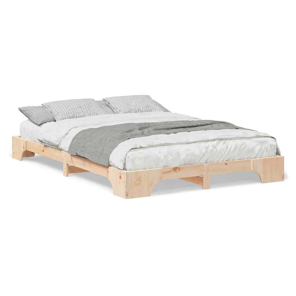 Bodenbettgestell Braun 140 x 220 cm Massivholz Kiefer