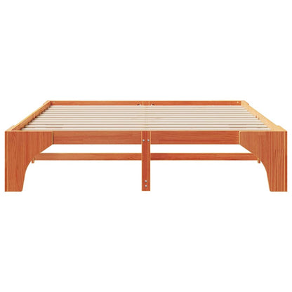 Bodenbettgestell Braun 200 x 200 cm Massivholz Kiefer