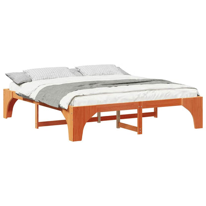Bodenbettgestell Braun 200 x 200 cm Massivholz Kiefer