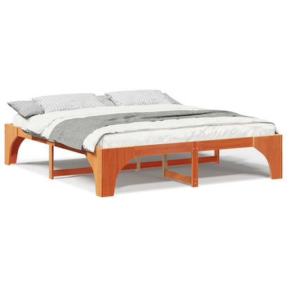 Bodenbettgestell Braun 200 x 200 cm Massivholz Kiefer