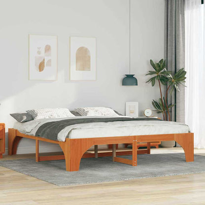 Bodenbettgestell Braun 180 x 200 cm Massivholz Kiefer