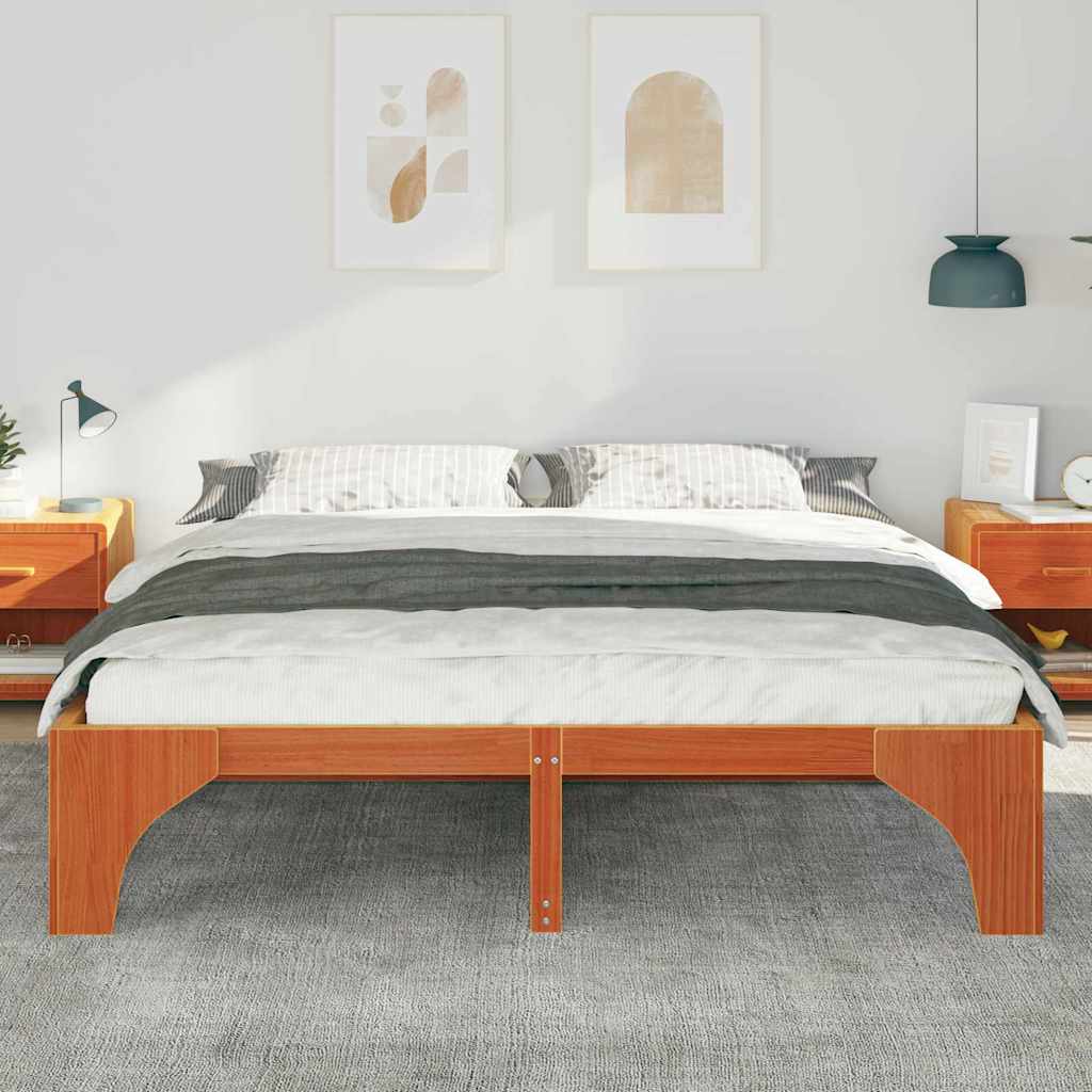 Bodenbettgestell Braun 180 x 200 cm Massivholz Kiefer